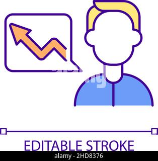 Positive employee growth RGB color icon Stock Vector