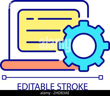 Laptop repair RGB color icon Stock Vector