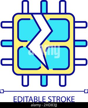 CPU breakage RGB color icon Stock Vector