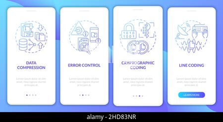 Types of coding blue gradient onboarding mobile app screen Stock Vector