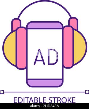 Podcast advertisement RGB color icon Stock Vector