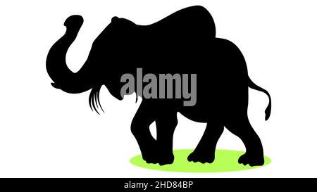 Vector illustration of a black silhouette elephant. Isolated white background. Icon elephant side view profile. Stock Vector