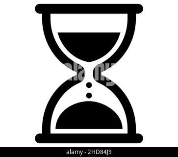 Hourglass icon and sign, a black silhouette on white background, Sandclock, Sandglass timer Stock Vector