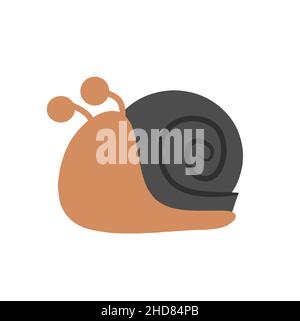 Cheerful little snail isolated on white background, vector illustration. Stock Vector