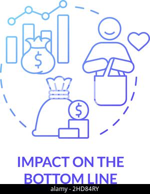 Impact on bottom line blue gradient concept icon Stock Vector