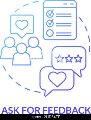 Ask for feedback blue gradient concept icon Stock Vector