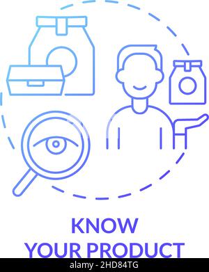 Know your product blue gradient concept icon Stock Vector