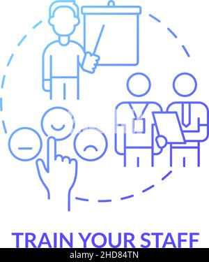 Train your staff blue gradient concept icon Stock Vector
