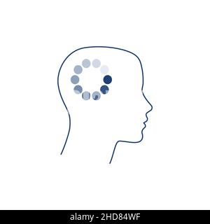 Silhouette of a human head and loading a thought process. Loading head. Stock vector illustration isolated on white background Stock Vector