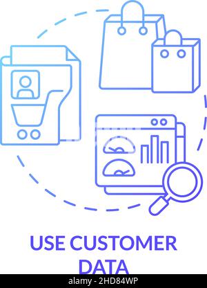 Use customer data blue gradient concept icon Stock Vector