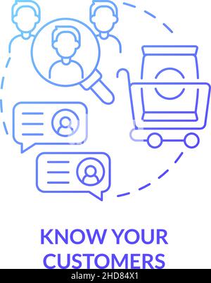 Know your customers blue gradient concept icon Stock Vector