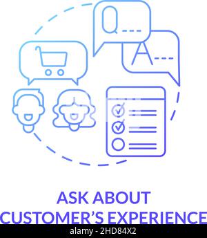 Ask about customers experience blue gradient concept icon Stock Vector