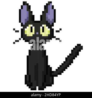 Black Cat Pixel Art Bit Digital Home Pet Vector Illustratio Stock Vector by  ©popaukropa 208910236