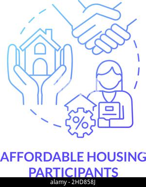 Affordable housing participants blue gradient concept icon Stock Vector