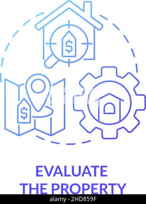 Evaluate property blue gradient concept icon Stock Vector