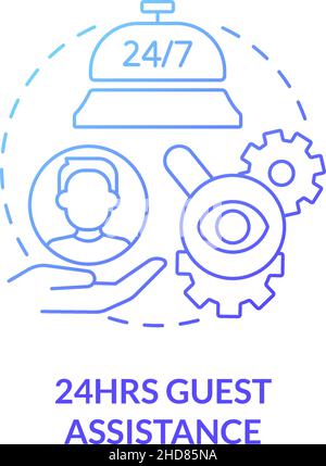 Constant guest assistance blue gradient concept icon Stock Vector
