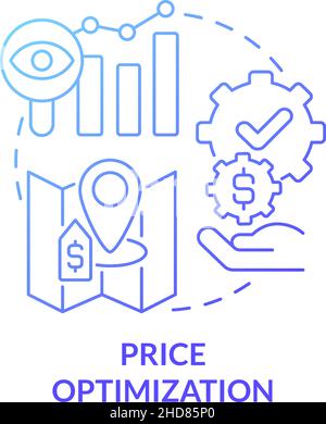 Price optimization blue gradient concept icon Stock Vector