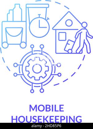 Mobile housekeeping blue gradient concept icon Stock Vector