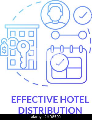 Effective hotel distribution blue gradient concept icon Stock Vector
