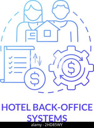 Hotel back-office systems blue gradient concept icon Stock Vector