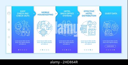 Property management systems in hotels blue gradient onboarding template Stock Vector