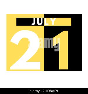 July 21 . Modern daily calendar icon .date ,day, month .calendar for the month of July Stock Photo