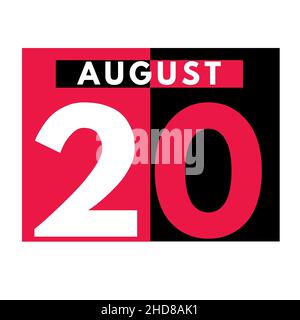 August 20 . Modern daily calendar icon .date ,day, month .calendar for the month of August Stock Photo