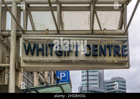 Sign for the Whitgift Centre shopping centre in Croydon, South London. Stock Photo