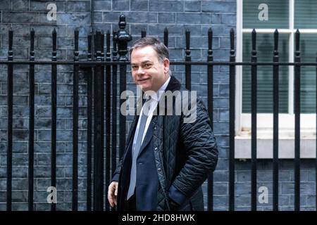 London, UK. 04th Jan, 2022. London 4th January 2022 Nigel Adams, Minister of State (Cabinet Office), arrives in Downing Street, London. Credit: Ian Davidson/Alamy Live News Stock Photo