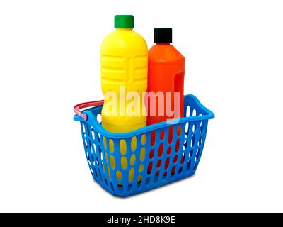 Cleaning products isolated on white background Stock Photo