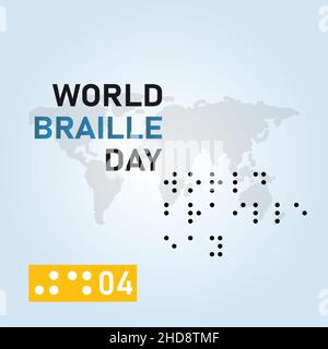 Vector graphic of world braille day good for world braille day celebration. Poster design, flat illustration. Stock Vector
