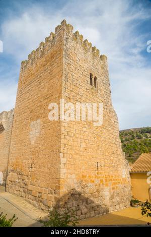 Tower of Zuñiga Palace. Curiel de Duero, Valladolid province, Castilla Leon, Spain. Stock Photo