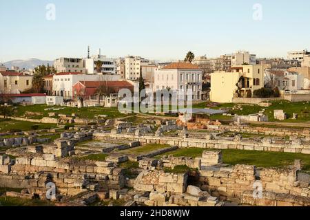 Kerameikos archaeological site, Athens Greece, The ruins of the Pompeion Stock Photo