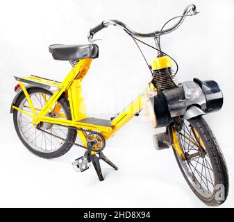 Antique Motorized Pedal Bike Stock Photo