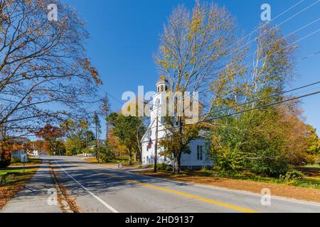 Greek Revival architecture Sandwich Methodist Church Meeting House Community Church, Center Sandwich, a village in New Hampshire, New England, USA Stock Photo