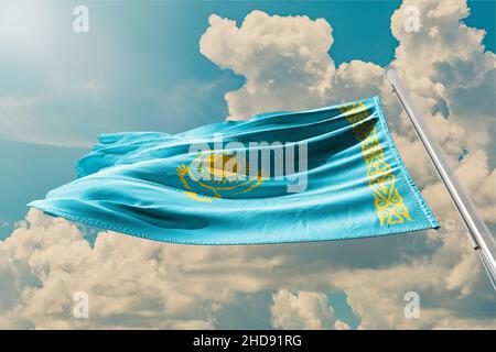 flag of kazakhstan Mass protests in Kazakhstan. flag of kazakhstan Stock Photo