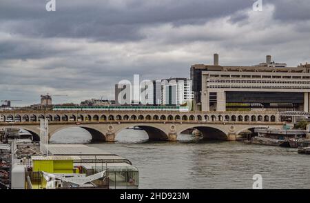 Paris, France - 4.6.2014: Pont de Bercy bridge in Paris Stock Photo