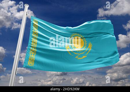 flag of kazakhstan Mass protests in Kazakhstan. flag of kazakhstan Stock Photo