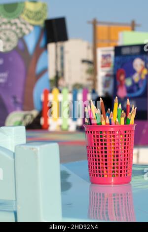 Kids coloring box Stock Photo - Alamy