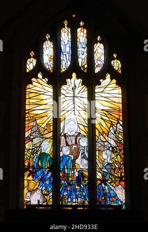 Millennium Window in St John the Baptist Church in Henley-in-Arden Stock Photo