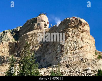 Scenic view of the Crazy Horse Memorial mountain in the Black Hills, USA Stock Photo