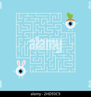 Easter eyeball kids maze game vector flat design puzzle illustration Stock Vector