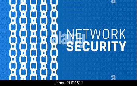 Network Security Background Illustration Banner with Chains Stock Vector