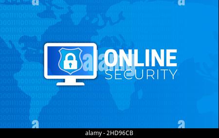 Online Security Background Illustration Design with Computer Icon Stock Vector