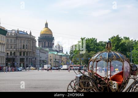 Saint-Petersburg, Russia. - August 11, 2021. View of magnificent St. Isaac's Cathedral from Palace Square in historic center of city. Stock Photo