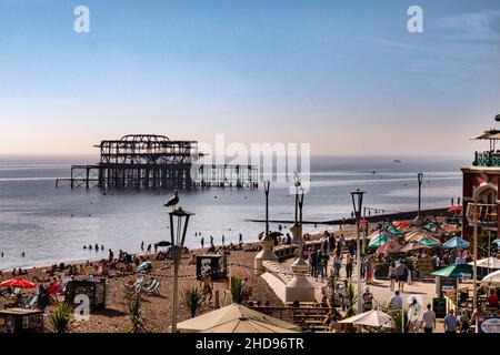 Brighton is a seaside resort,  located on the south coast of England, in the county of East Sussex. Stock Photo