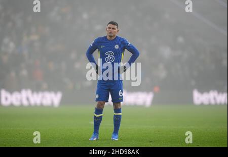 Wolverhampton, UK. 19th Dec, 2021. Thiago Silva of Chelsea during the Premier League match between Wolverhampton Wanderers and Chelsea at Molineux, Wolverhampton, England on 19 December 2021. Photo by Andy Rowland. Credit: PRiME Media Images/Alamy Live News Stock Photo