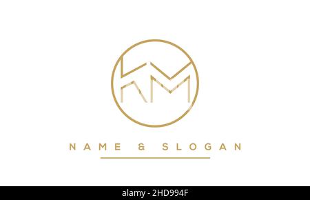 KM, MK Alphabet Letters Abstract Logo Icon Monogram Vector Stock Vector