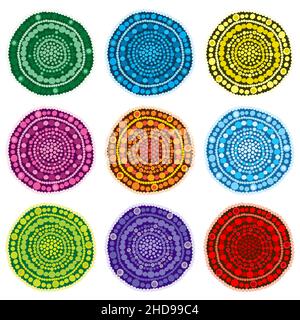 Abstract flowers made of dots and circles Stock Vector