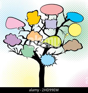 Abstract tree with colored speech bubbles Stock Vector